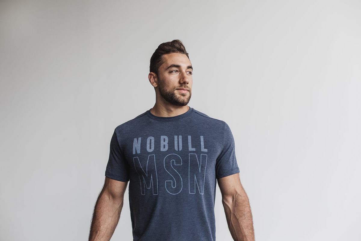 Nobull (Madison) Men\'s T Shirts Navy | Australia (YK5718)